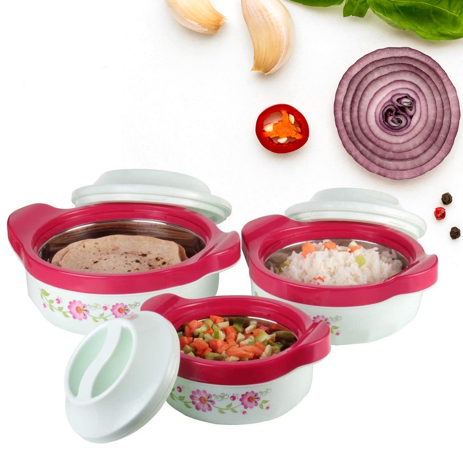5230 Casserole Set of 3 Premium Casserole Big Size Microwave Safe 3 Pcs Set Floral Print Serve Casserole Set- 800ML,1500 ML and 2500ML DeoDap 5230 Casserole Set of 3 Premium Casserole Big Size Microwave Safe 3 Pcs Set Floral Print Serve Casserole Set- 800ML,1500 ML and 2500ML DeoDap